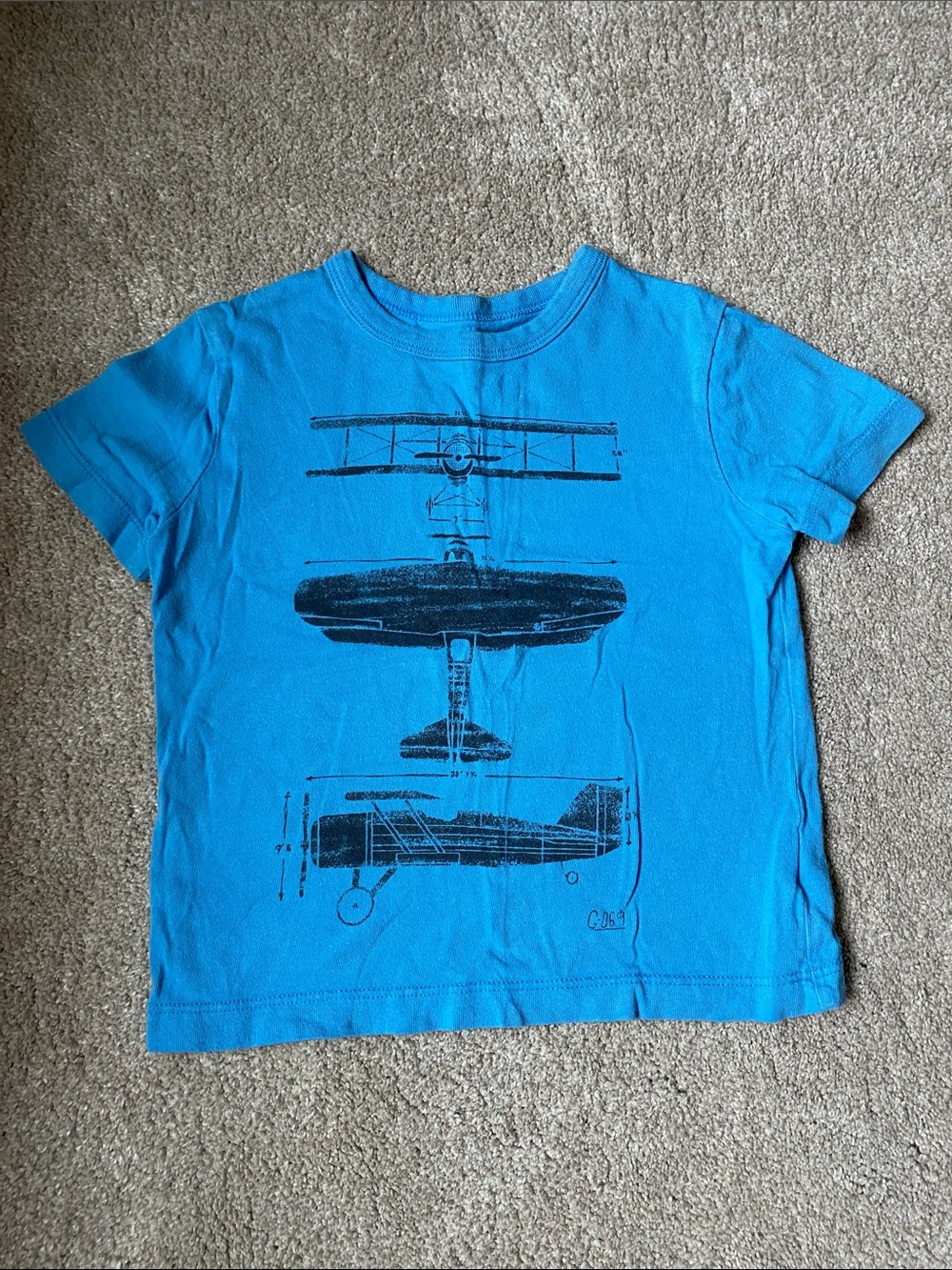 Gap 2T Blue Airplane Graphic Tee